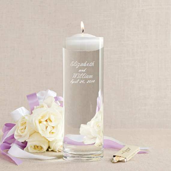 زفاف - Floating Wedding Unity Candle and Vase (e101-2801) - Free Personalization