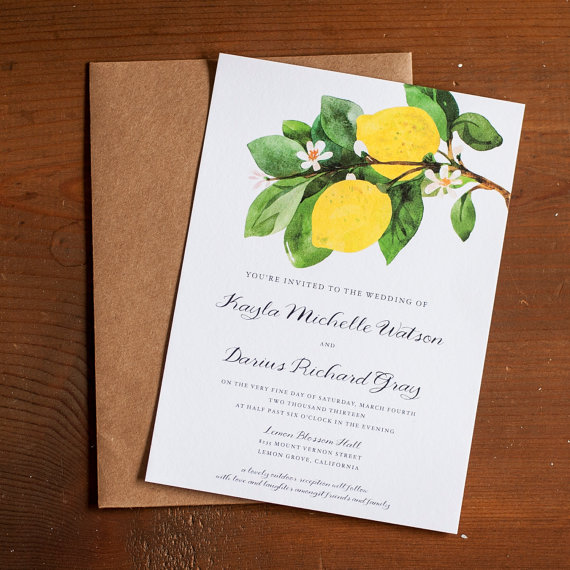 زفاف - Wedding Invitation, Lemon wedding invitation, Botanical Wedding Invitation, Rustic Wedding Invitation, Invitation sutie - The Lemon Branch
