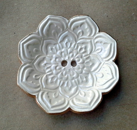 زفاف - OFF WHITE Lotus Ceramic Ring  Bearer Bowl Alternative