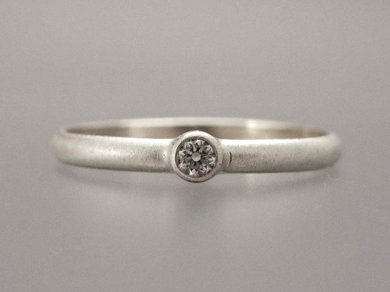 Wedding - Diamond Ring - 6 Point Diamond Engagement Ring in Sterling Silver