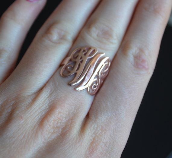 Wedding - Sterling Silver, Monogram Ring, Personalized Ring,  Monogram, Engraved Ring, Bridesmaids Ring, Valentines Day