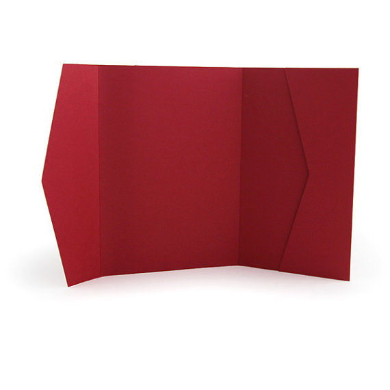 زفاف - Red 5" x 7" Pocket Fold Invitation Holder, Quantity of 10 - DIY Wedding Invitation Supplies - Vertical Pocket