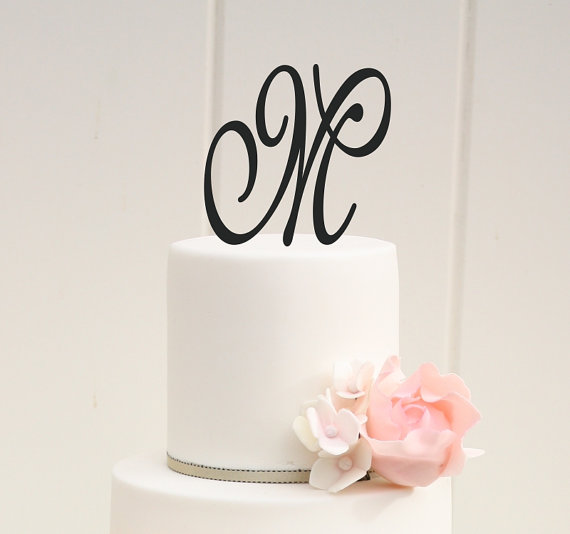 Wedding - Personalized Monogram Wedding Cake Topper - 5 Inch Monogram Letter Cake Topper