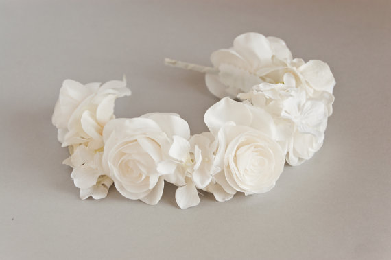 Hochzeit - Wedding Headpiece, Bridal Hair Crown, Flower Headpiece, Bridal Headband, Bohemian Bridal Headpiece