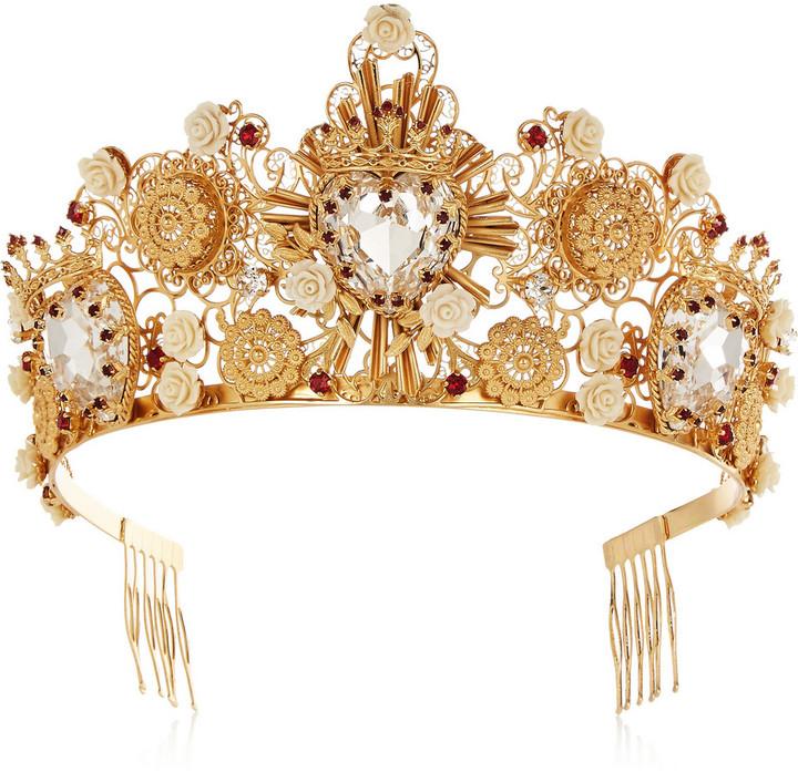 Hochzeit - Dolce & Gabbana Gold-tone Swarovski crystal crown