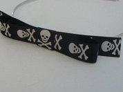Hochzeit - Black skull ribbon bow headband