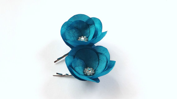 Mariage - Turquoise Blue Hair Pins or Shoe Clips Last One