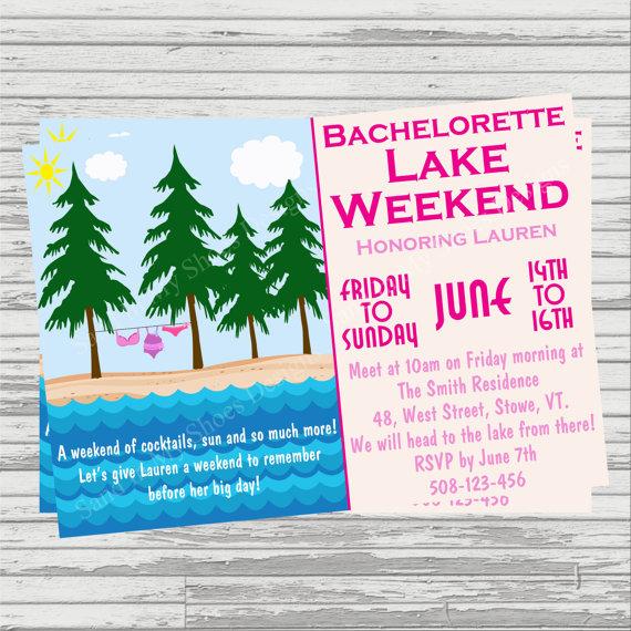 Wedding - Bachelorette Lake Weekend, Ladies Weekend Custom DIGITAL Invitation.