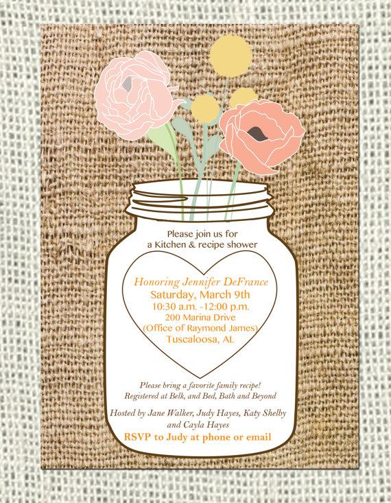 Mariage - Rustic Shower Invitation or wedding Invite- Printable File-Custom Design-Digital ONLY