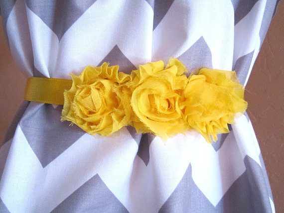 Wedding - Flower Belt, Bridal Belt, Bridesmaid Belt, Bridesmaid Sash in Yellow