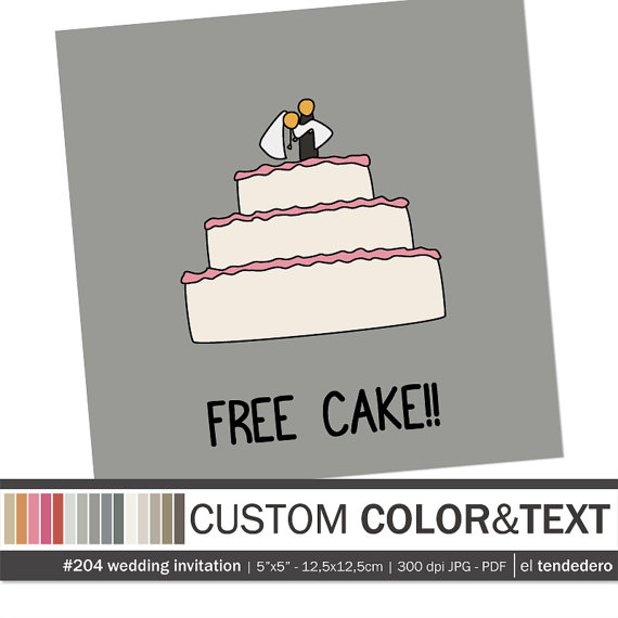Funny Wedding Invitation Save The Date Card Free Cake Printable Wedding Invitation Digital Wedding Card 2300364 Weddbook