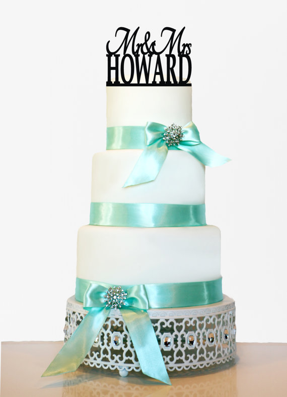 Wedding - Wedding Cake Topper Monogram personalized with "Mr & Mrs" and YOUR Last Name