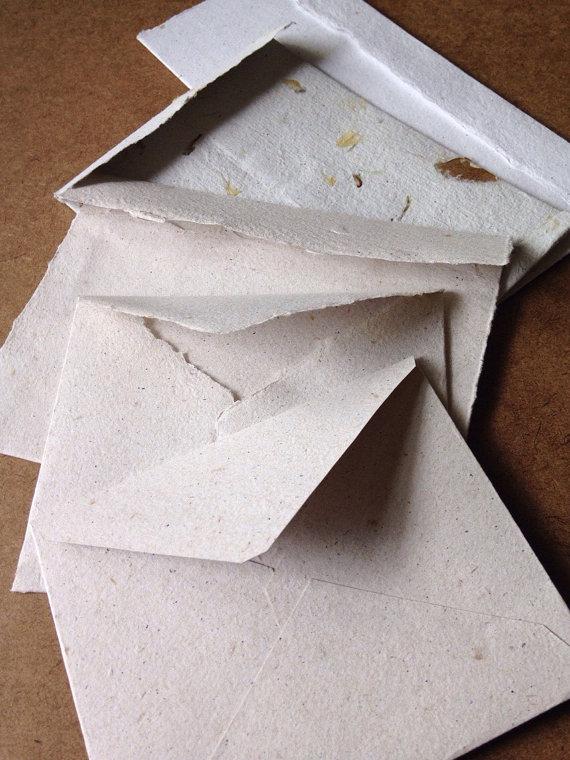 Свадьба - 10 handmade paper envelopes, handmade paper, recycled paper, eco friendly paper, invitation envelopes, homemade paper, deckled paper