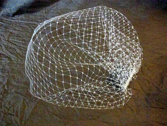 Mariage - Pouf Birdcage Veil Bridal Blusher 9 inch Russian French Net Lace Veiling Wedding Veil