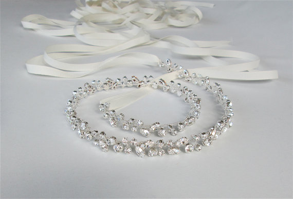 زفاف - Skinny bridal belt sash, Crystal wedding belt, Petite crystal belt in gold or silver, Waist sash belt, Sparkly petite crystal bridal belt