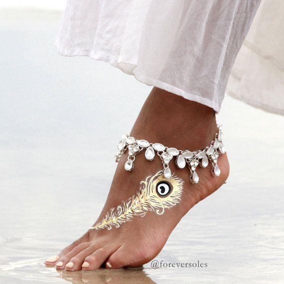 Mariage - Beautiful Silver Jewelled Anklet. Boho Style. Beautiful Beach Wedding Anklets. Style 'Olivia Anklet'. Sold Separately