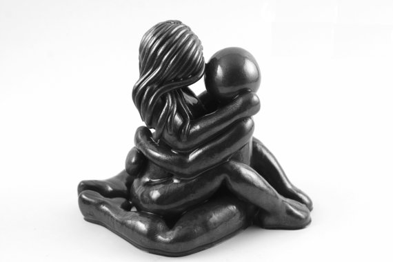 Свадьба - Man and Woman Love Sculpture - Gift for Boyfriend or Girlfriend Husband and Wife - lovers wedding cake topper - made to order in any colors