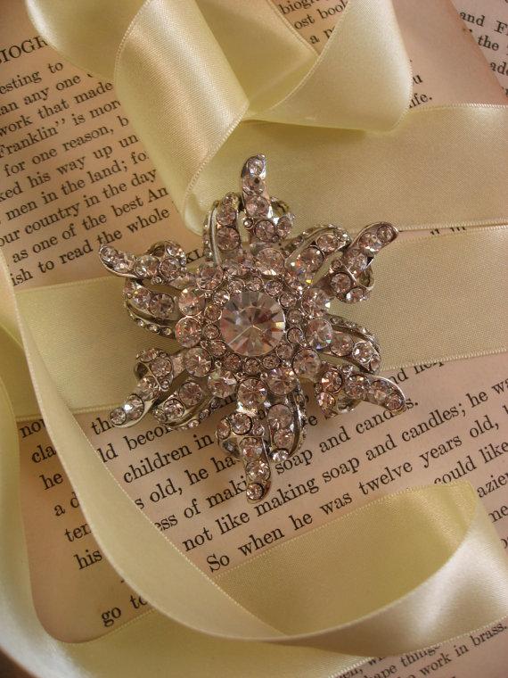 Mariage - Sparkle hollywood flower wedding bridal rhinestone crystals and dress buckle belt hair sash