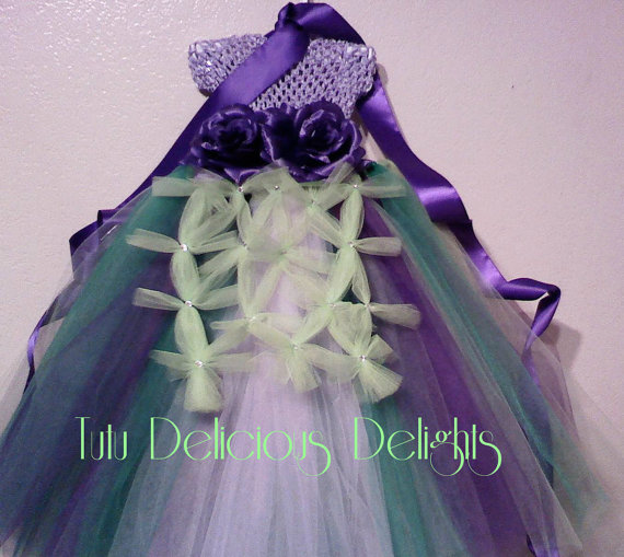 Hochzeit - Mermaid Purple Green Lavender  Full Length Tutu Dress~Flower Girl Dress~ Kids Birthday Tutu ~ Pageant Dress~ Purple Tutu Dress ~ Photo Prop