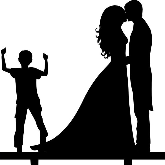 Mariage - Wedding Cake Topper Silhouette Groom and Bride, Acrylic Cake Topper