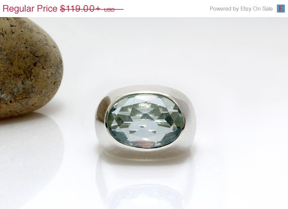 Hochzeit - 25% OFF SALE - blue topaz ring,thick gemstone ring,vintage ring,oval ring,large wedding ring,bridal ring,birthstone rings,semiprecious ring