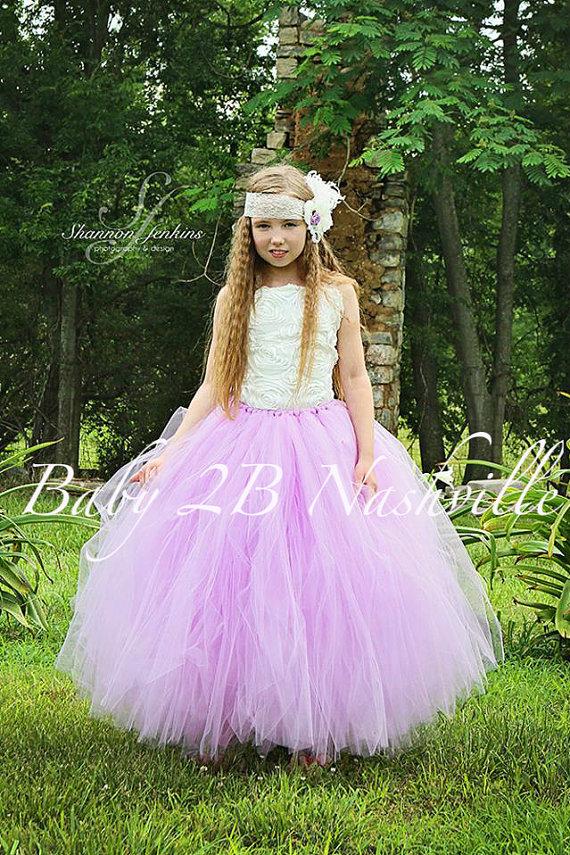 Свадьба - Vintage Lilac Flower Girl Dress  Spring Wedding Flower Girl  Dress Satin Rosette Wedding Flower Girl Dress All Sizes Girls