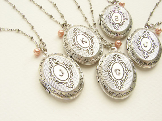 زفاف - Personalized gift, initial necklace, personalized initial locket, Personalized necklace, Bridesmaid jewelry Wedding Party gift