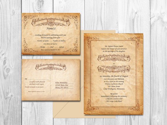 Hochzeit - VINTAGE WEDDING INVITATIONS printable - Scroll Fairytale Manifesto