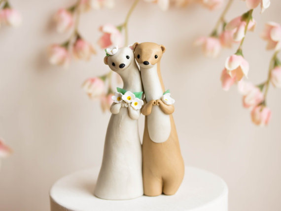 Свадьба - Weasel Wedding Cake Topper by Bonjour Poupette