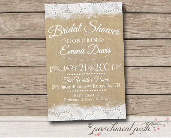 زفاف - Burlap and Lace Bridal Shower or Bachelorette Party Invitation - Printable - Wedding -  Bridal Shower Invitation - Rehearsal Dinner