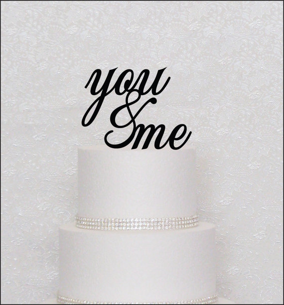 Hochzeit - You and Me Wedding Cake Topper in Black, Gold, or Silver