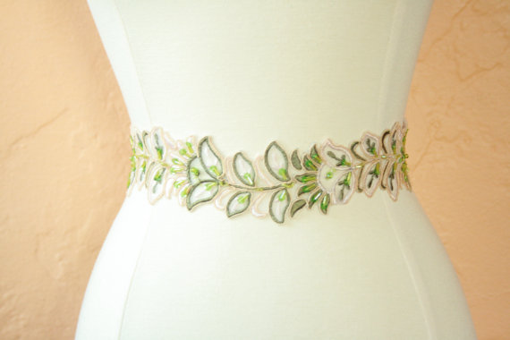 زفاف - Pink and Green Pastels Bridal Sash