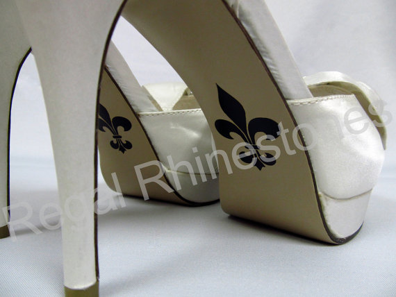 زفاف - Fleur de Lis Shoe Sticker for Bridal Shoes - French Lily Stylized Flower Decal - Fleur de Lis Wedding Shoe Applique