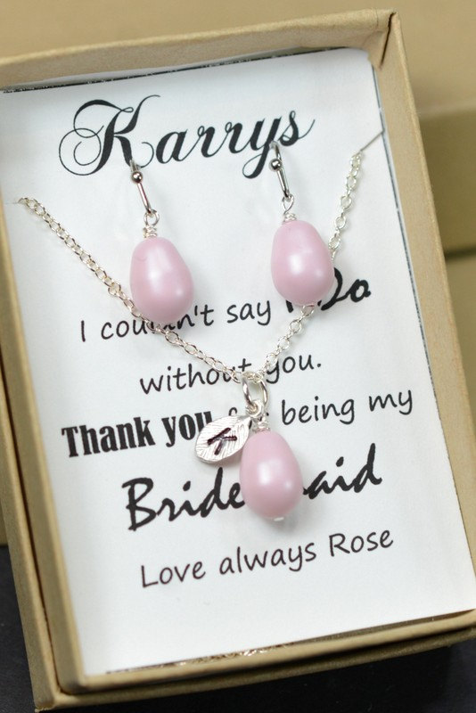 Свадьба - Pearl Bridal Earrings Soft Pink Blush Pearl Earrings Cubic Zirconia Sterling Silver Post Wedding Jewelry Bridesmaid Gift Pastel Rose Jewelr
