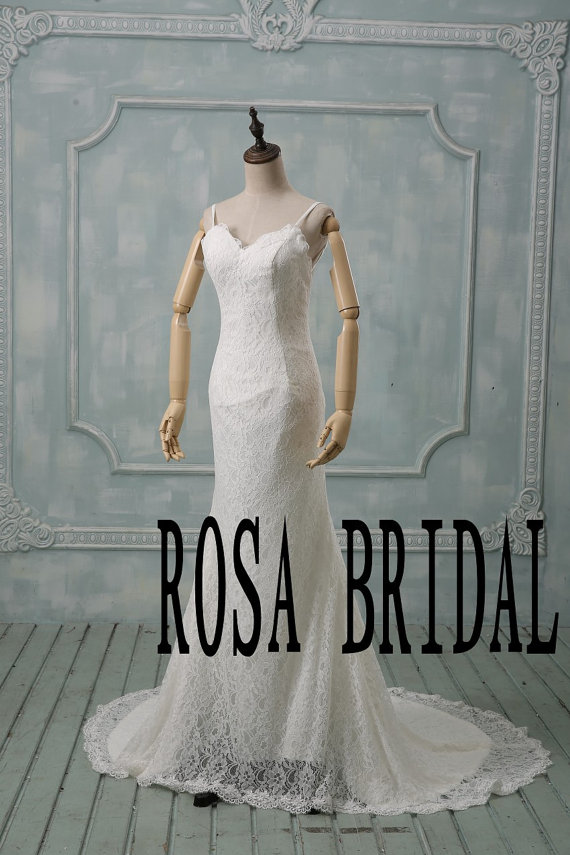 زفاف - Ivory lace wedding gown, Vintage wedding dress, Mermaid wedding dress, Long sleeve wedding dress lace, Deep V neck wedding dress backless