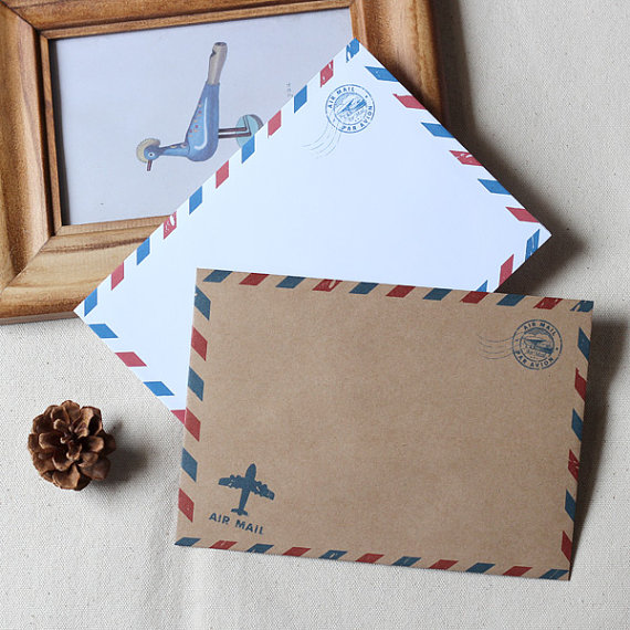 Mariage - Airmail envelopes/wedding invitation envelopes/retro envelopes/brown envelope