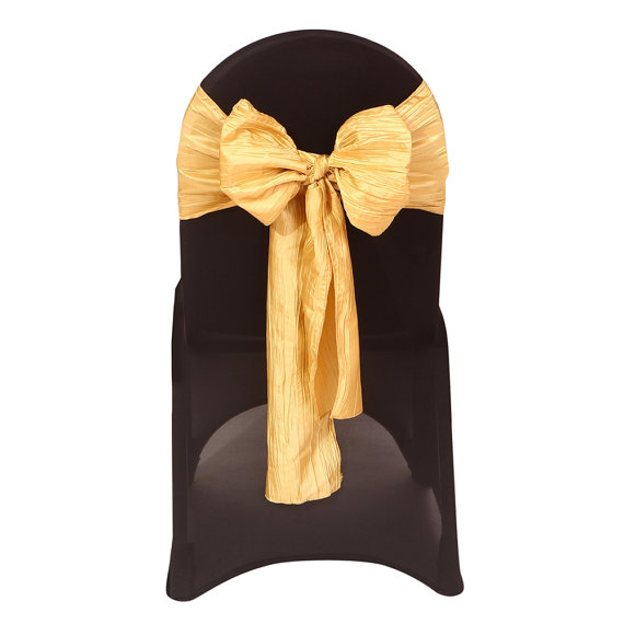 Wedding - Gold Crinkle Taffeta Chair Sash 