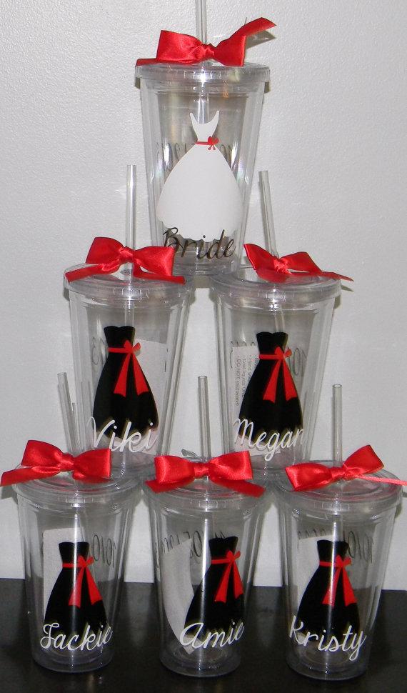 زفاف - Set of 5 Personalized Bridesmaid Gift Wedding  Tumbler-Mother of the Groom   Flower Girl Ring Bearer- Any Color Any Custom