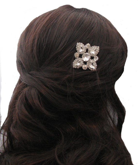 Wedding - Crystal Rhinestone Hair Comb, Wedding Bridal Head Piece, Silver Bridesmaids Hair Clip, Flower Girl Hair Accessory, Vintage Style Hair