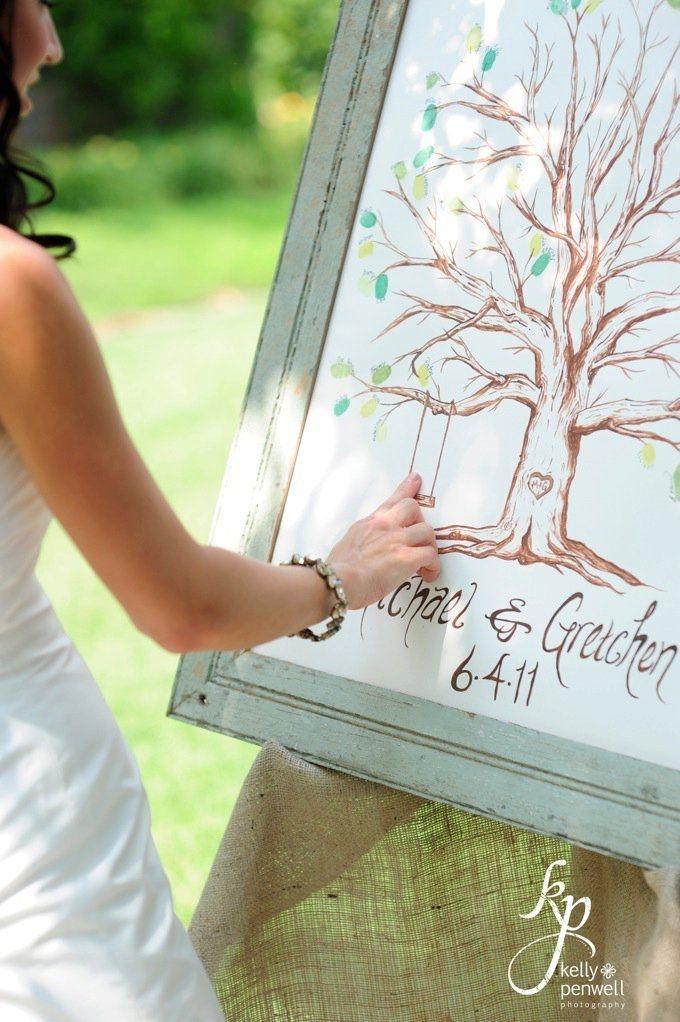 Свадьба - Creative And Beautiful Idea For A Guestbook. When We Arrived, We Left Our Fingerprint On The Tree And Signed Our Names. ...