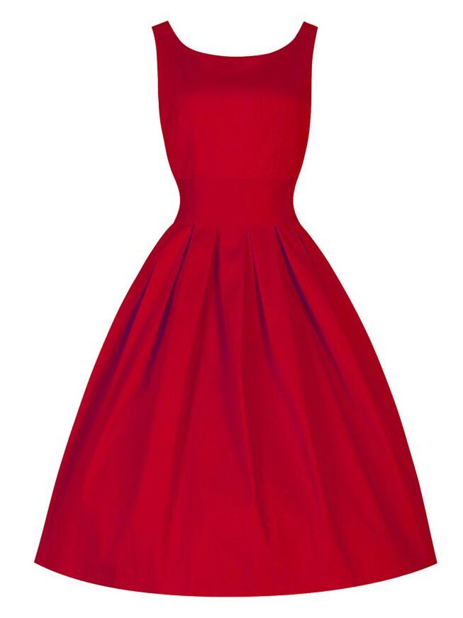 Wedding - Red Audrey Hepburn Style 50S Retro Dress