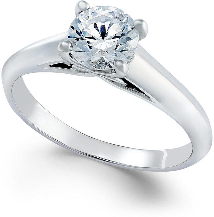 Hochzeit - Certified Diamond Engagement Ring in 18k White Gold (3/4 ct. t.w.)