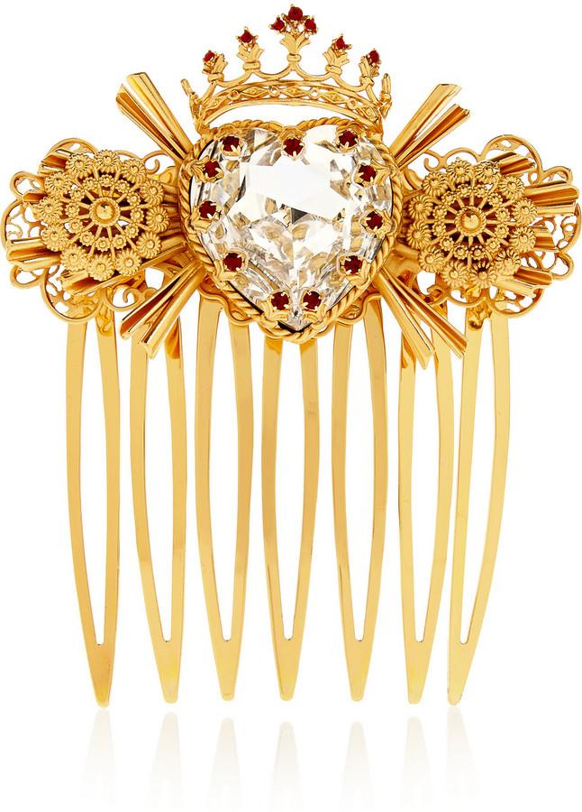 Mariage - Dolce & Gabbana Swarovski crystal-embellished gold-tone hair slide