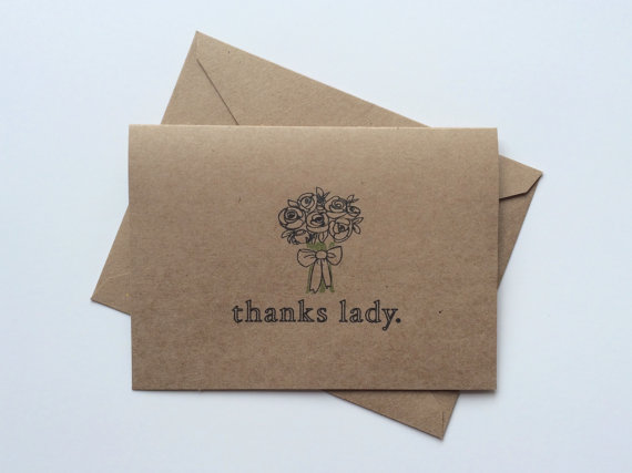 Hochzeit - Thank You Bridesmaid Card / Greeting Card, Bridal Party, Flower Girl, Wedding Party