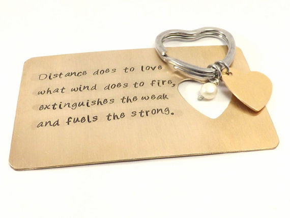 زفاف - Personalized Bronze Wallet Card Insert and Heart Key Chain Set, Couples Accessories Set, Personalized Hand Stamped by Miss Ashley Jewelry
