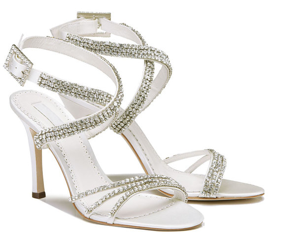 Hochzeit - Wedding Shoes, Swarovski Crystals with 3.5" Heels, Gorgeous Sandals.
