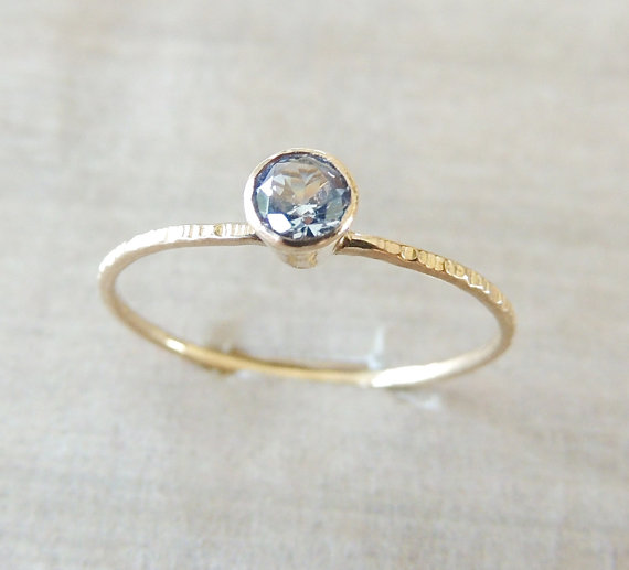 Mariage - Aquamarine Ring, 14k Gold Ring, Yellow Gold Ring, Aquamarine Jewelry, Natural Gemstone Ring, Engagement Ring, Stacking Ring, Tapered Ring
