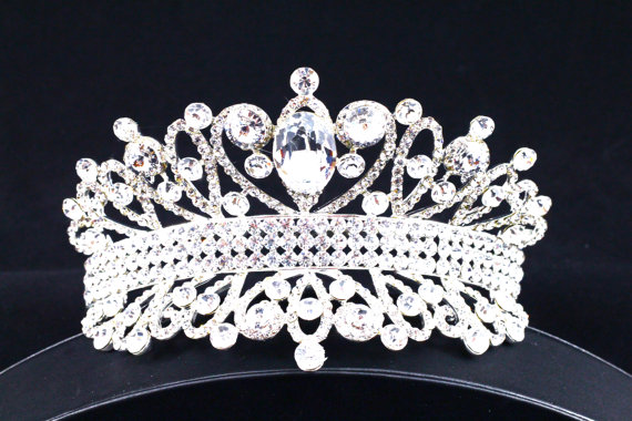 Hochzeit - Rhinestone Crystal Crown Bridal Tiara, Crystal Wedding Rhinestone Hair Accessory ~ ET 09