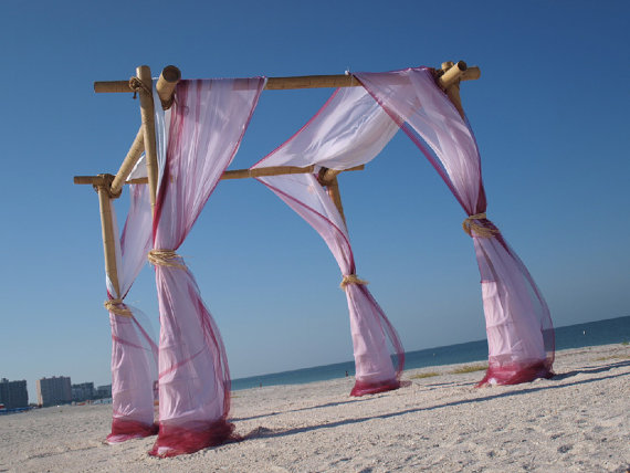 زفاف - Big, Bold And Beautiful Bamboo Beach Wedding Chuppah/Arch Kit  - Fabric Draping Optional/Beach Wedding Ceremony Decorations