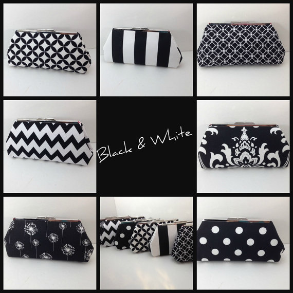 Свадьба - Discount for Multiple Black and White Clutch Purse Orders  (Your Choice), Wedding Clutch, Bridesmaid Gift, Custom Wedding Gifts,